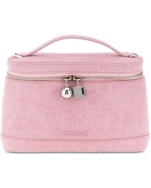 Jacquemus Le Petit Vanity Crocodile-Effect Tote Bag - Pink