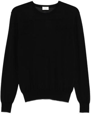 Saint Laurent Round-Neck Panelled Wool Sweater - Black
