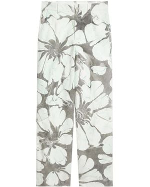 Dries Van Noten Printed Wide-Leg Trousers - Grey