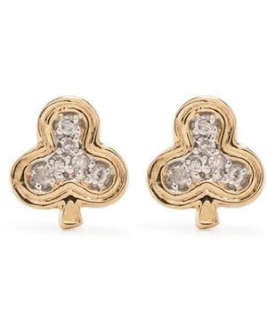 Adina Reyter 14kt Yellow Gold Make Your Move Club Diamond Earrings - White