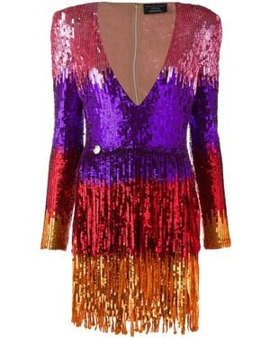 Philipp Plein Colour-Block Mini Dress - Red