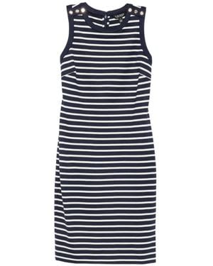 Ralph Lauren Taysin Striped Button-Detail Dress - Blue