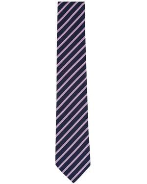 ZEGNA Diagonal-Stripe Silk Tie - Blue