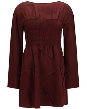 Ganni Vestido Corto De Manga Larga - Morado