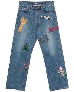 KHOKI K14 Embroidery-Appliqué Jeans - Blue