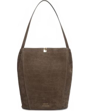 Loulou de Saison Audrey Embossed Shoulder Bag - Brown