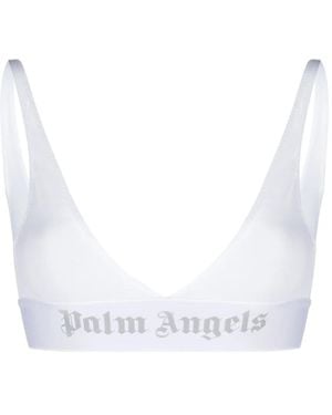 Palm Angels Logo-trim Triangle Bra - White