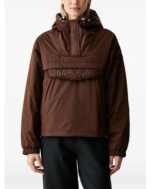 Napapijri Giacca Rainforest Optique Con Cappuccio E Logo - Marrone