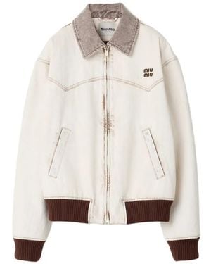 Miu Miu Zip-Up Oversized Jacket - White