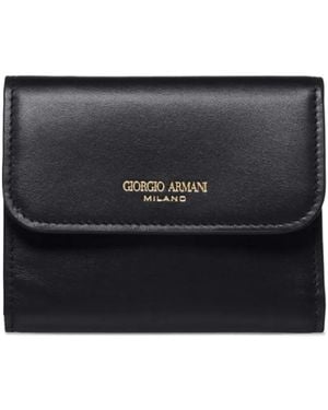 Giorgio Armani Portefeuille En Cuir À Logo Imprimé - Noir