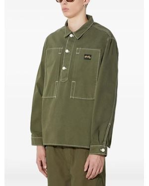 Stan Ray Contrast-Stitch Half-Buttoned Shirt - Green