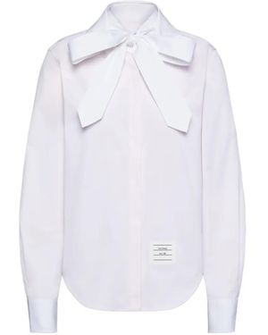 Thom Browne Gestreepte Blouse Met Strik - Wit