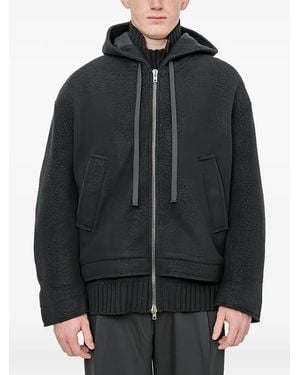 Isabel Benenato Hooded Zip-Up Jacket - Black
