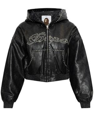 A Bathing Ape Embellished Hooded Jacket - Black