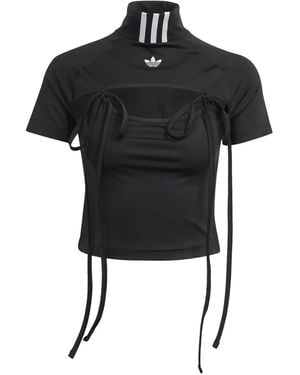 adidas Mock-Neck Tie-Detail Top - Black