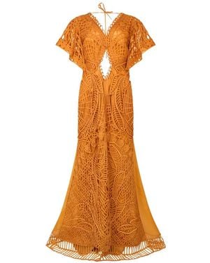 Alberta Ferretti Seidenkleid Mit Cut-Out - Orange