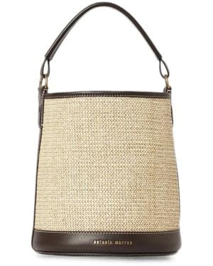 Antonio Marras Floral-Print Leather-Trim Bucket Bag - Natural