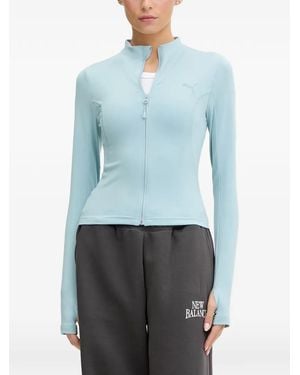 PUMA Logo-Print Zip-Up Jacket - Blue