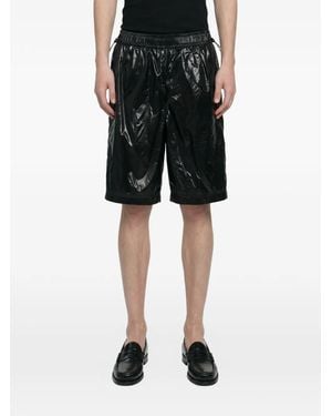 Laminar Drawstring Elasticated-Waistband Shorts - Black