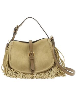 Etro Pony Fringe-Design Buckle-Detail Leather Shoulder Bag - Metallic
