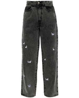 Carne Bollente One Bad Bunny Embroidered Denim Jeans - Black