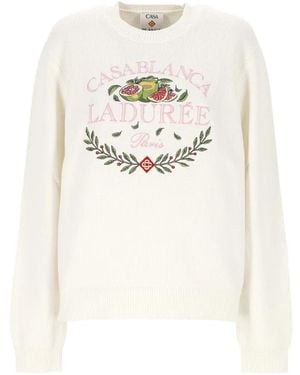 CASABLANCA X Ladure Pullover Mit Rundem Ausschnitt - Weiß