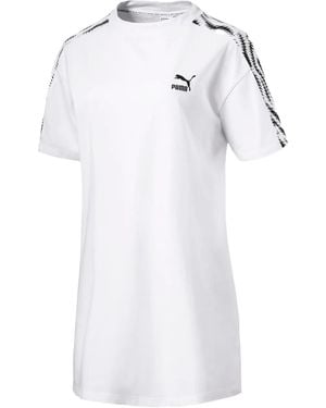 PUMA Wild Pack Striped Short-Sleeve Mini Dress - White