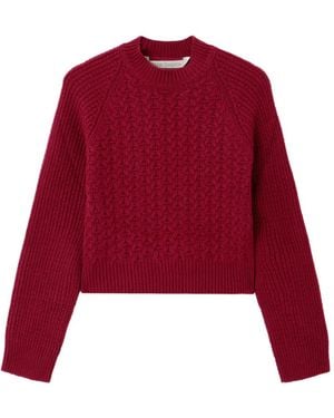 Palm Angels Curved-Logo Ribbed-Panel Jumper - Red