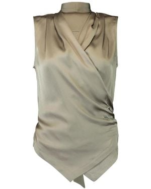 Brunello Cucinelli Wrap Sleeveless Blouse - Green
