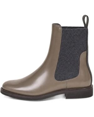 Brunello Cucinelli Monili-Embellished Leather Chelsea Boots - Gray