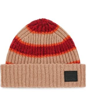 Paul Smith Striped Ribbed-Knit Beanie Hat - Red