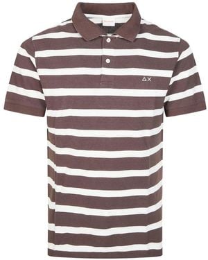 Sun 68 Striped Polo Shirt - Red