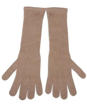 Max Mara Ribbed-Knit Logo-Embroidered Gloves - White