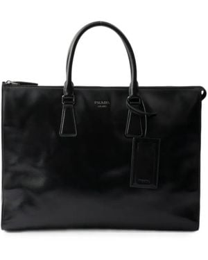 Prada Leather Tote Bag - Black