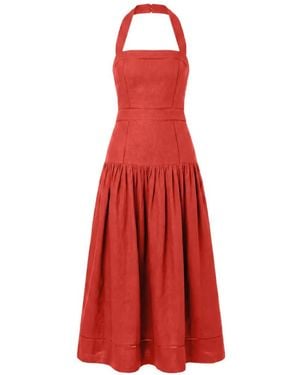 Nicholas Vivianne Halterneck Midi Dress - Red