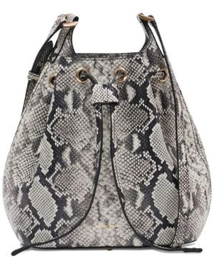 Anine Bing Mini Alana Snakeskin-Print Bucket Bag - Gray