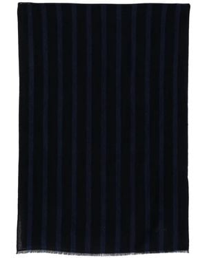 Brioni Vertical-Stripe Frayed Scarf - Black