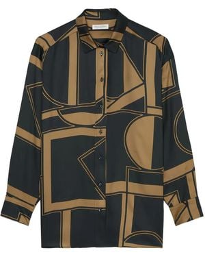 Marc O' Polo Geometric-Print Button-Up Shirt - Black
