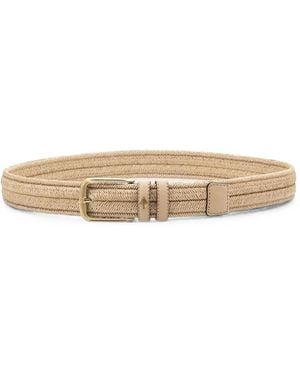 Lottusse Nastro Braided Leather-Trim Belt - White