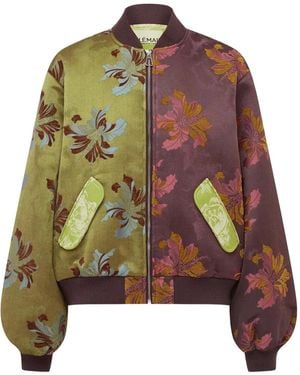 ALÉMAIS Adriana Brocade-Effect Bomber Jacket - Green
