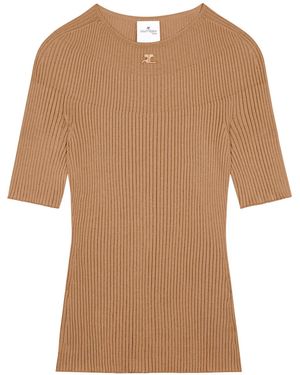 Courreges Solar Ribbed Sweater - Brown
