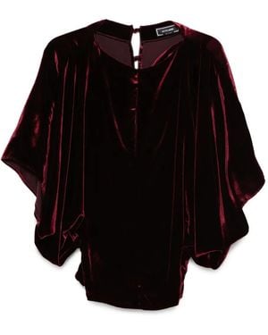 Styland Velvet Draped Blouse - Black