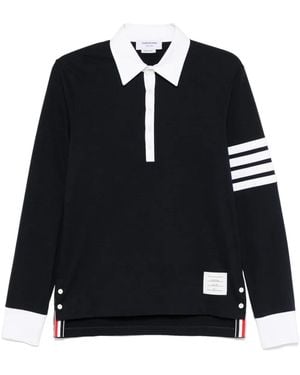 Thom Browne 4 Bar Stripe Jersey Polo Shirt - Black