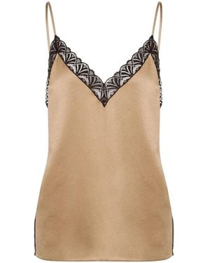 Alberta Ferretti Satin Lace-Trim Camisole - Brown