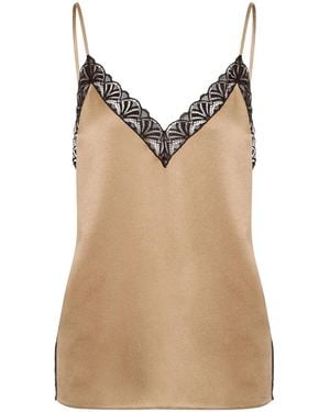 Alberta Ferretti Satin Lace-Trim Camisole - Brown