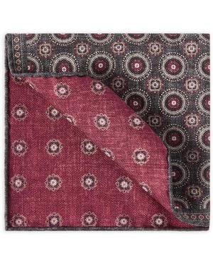 Brunello Cucinelli Silk Pocket Square With Medallion Design - Purple
