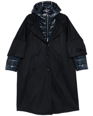 Herno Layered-Hood Notched-Lapel Coat - Blue