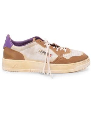 Autry Medalist Distressed Leather Trainers - Pink