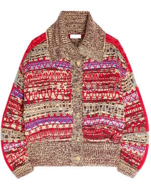 Dries Van Noten Cardigan En Jacquard - Rouge