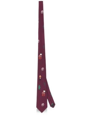 Les Deux Embroidered Tie - White